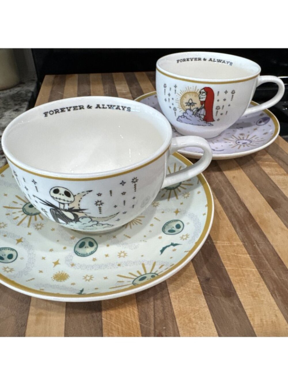 Tim Burtons Nightmare Before Christmas 6.7 Oz Mug & Saucer Set Jack Sally Design - Picture 4 of 16